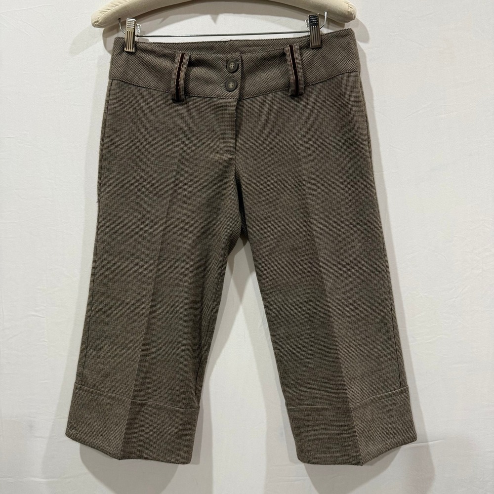 Final Touch Women's Brown Plaid gaucho culottes with cuffs Size S